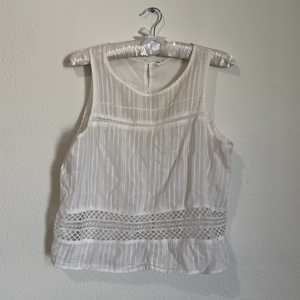 Garage White Lace-Trimmed Top